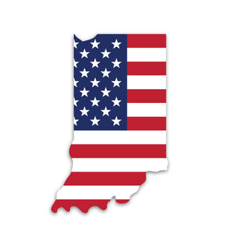 usa flag in indiana state map shape symbol