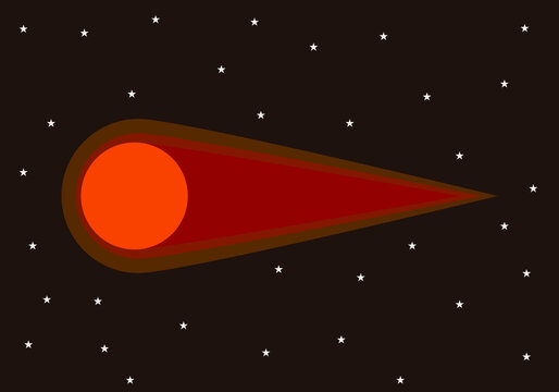 Cometa o meteorito rojo en el universo.