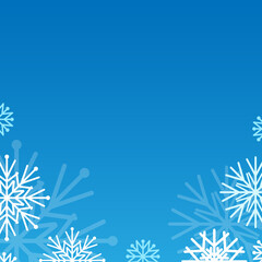 Fototapeta na wymiar Christmas and New Year blue background with snowflakes. Blank background for greeting cards. Vector illustration.