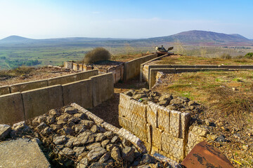 Old military bunker, Avital Mountain, and the Golan Heights landscape