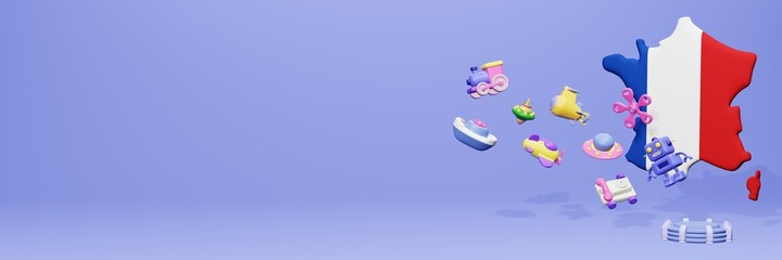 3d rendering of children's games for promotional templates and covers in France