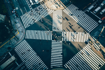 Ginza Cross in Tokyo. View from above - obrazy, fototapety, plakaty