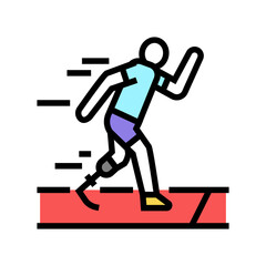 running runner handicapped athlete color icon vector. running runner handicapped athlete sign. isolated symbol illustration