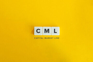 Capital Market Line (CML) banner. Block letters on bright orange background. Minimal aesthetics.