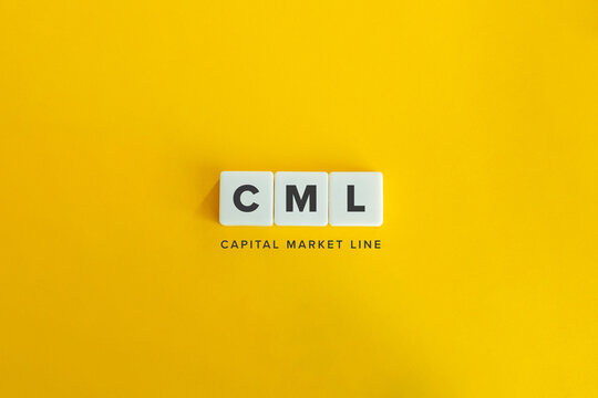Capital Market Line (CML) banner. Block letters on bright orange background. Minimal aesthetics.