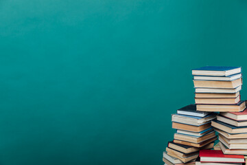 old study books in the university library for exams