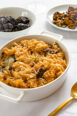 Christmas lenten sauerkraut with wild mushrooms and smoked plums.
