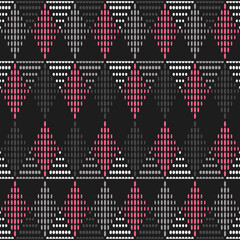 Geometric shapes from points. Digital ornament. Border. Halftone. Seamless pattern. Textile. Ethnic boho ornament. Vector illustration for web design or print. - 475490907