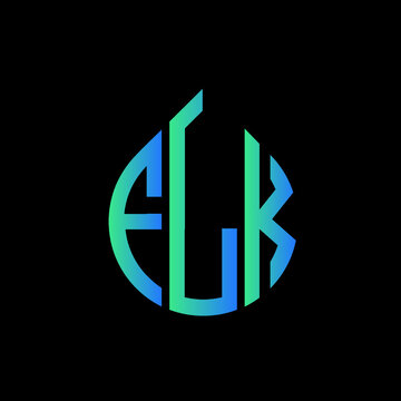FLK letter logo design on black background. 
FLK circle letter logo design with ellipse shape.
FLK creative initials letter logo concept.FLK logo vector. 
