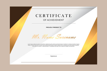 Certificate template design with simple and premium golden geometric style