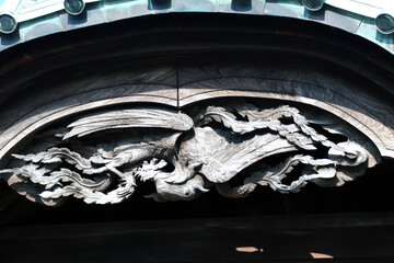 Japanese Kamakura Period shrine roof phoenix ornament design 