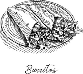 Burritos. Sketchy hand-drawn vector illustration.