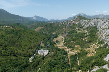 Fototapeta na wymiar Mountain landscape, canyon of the river Cetina and part of the hydroelectric power plant Kraljevac in Croatia