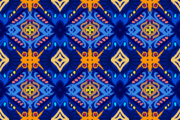 Fototapeta premium Vector seamless ethnic pattern. Tribal and geometric motifs. Vintage decorative ornament element texture print for textile, fabric, paper, tile, wallpaper background or web design illustration.