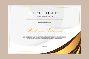 Certificate template design with simple and premium golden geometric style
