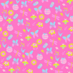 Background of colorful cute insects