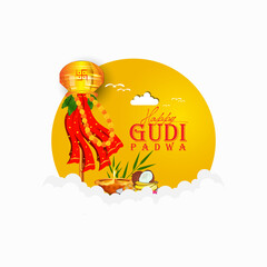 Happy Gudi Padwa, Gudi Padwa celebration of India.vector illustration	