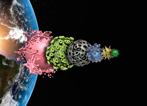 Viruses in space, conceptual illustration