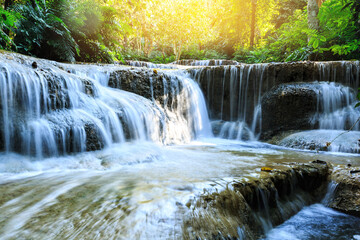 Kao fu waterfall Beautiful waterfall in jungle forest ,Tham pha tai NationalPark,Lampang,Thailand .