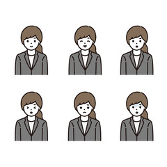 スーツの女性 表情セット