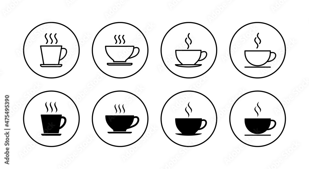 Wall mural coffee cup icons set. cup a coffee sign and symbol