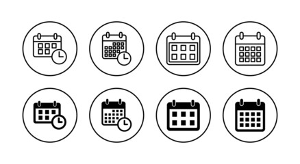 Calendar icons set. Calender sign and symbol. Schedule icon symbol