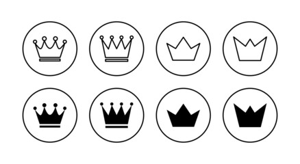 Crown icons set. crown sign and symbol