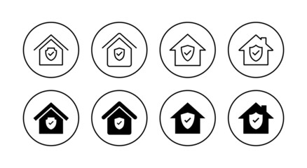 home insurance icons set. home protection sign and symbol