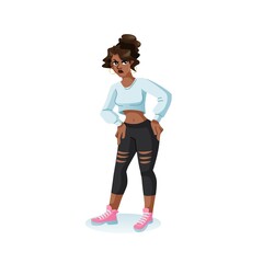 Vector cartoon flat black woman character in unhappy mood-social inequality and protest,discontent,black lives matter movement,anger management and social behavior concept,web site banner ad design