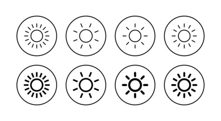 Sun icons set. Brightness sign and symbol