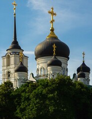 Voronezh, Russia, June 17, 2019: Annunciation Cathedral on Revolution Avenue in territory of May Day Garden. Orthodox Church of Russian Orthodox Church.Main temple of Voronezh Metropolis.