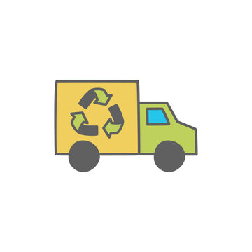 Eco Truck Icon in color icon, isolated on white background 