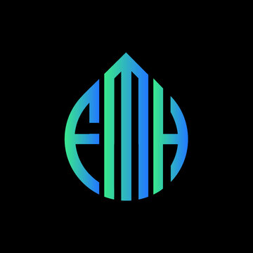 FMH letter logo design on black background. 
FMH circle letter logo design with ellipse shape.
FMH creative initials letter logo concept.FMH logo vector. 
