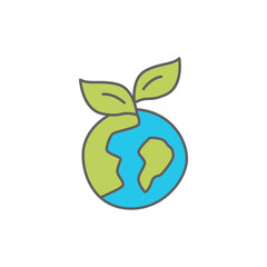 Eco earth, ecology Icon in color icon, isolated on white background 
