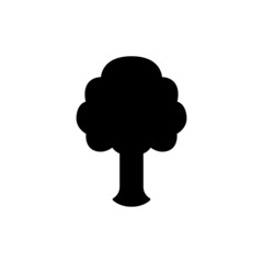 tree Icon, save earth icon in flat black line style, isolated on white background
