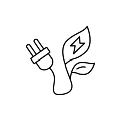 eco electric, eco energy Icon in flat black line style, isolated on white background