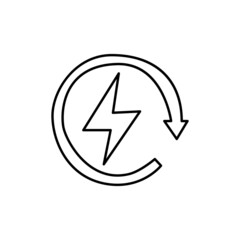 Renewable Energy Icon in flat black line style, isolated on white background