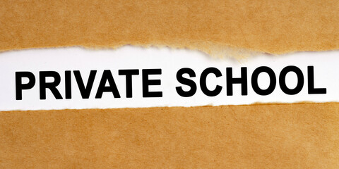 There is a space in the middle of the craft paper, where on a white background the inscription - Private School