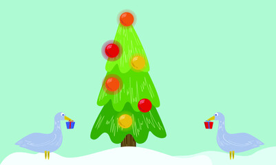 Obraz na płótnie Canvas vector illustration christmas tree, holiday, tree, christmas, decoration