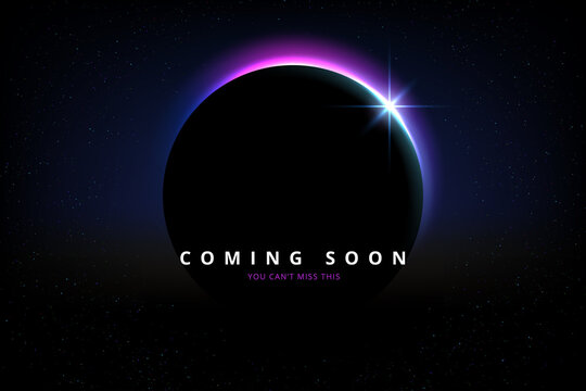 Coming Soon Text On Abstract Sunrise Dark Background With Motion Effect