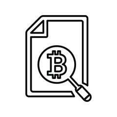 Bit coin, cryptocurrency, search line icon. Outline vector.