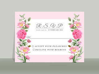 Beautiful floral hand drawn wedding invitation card template