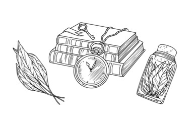 hand drawn illustration set of a clock 