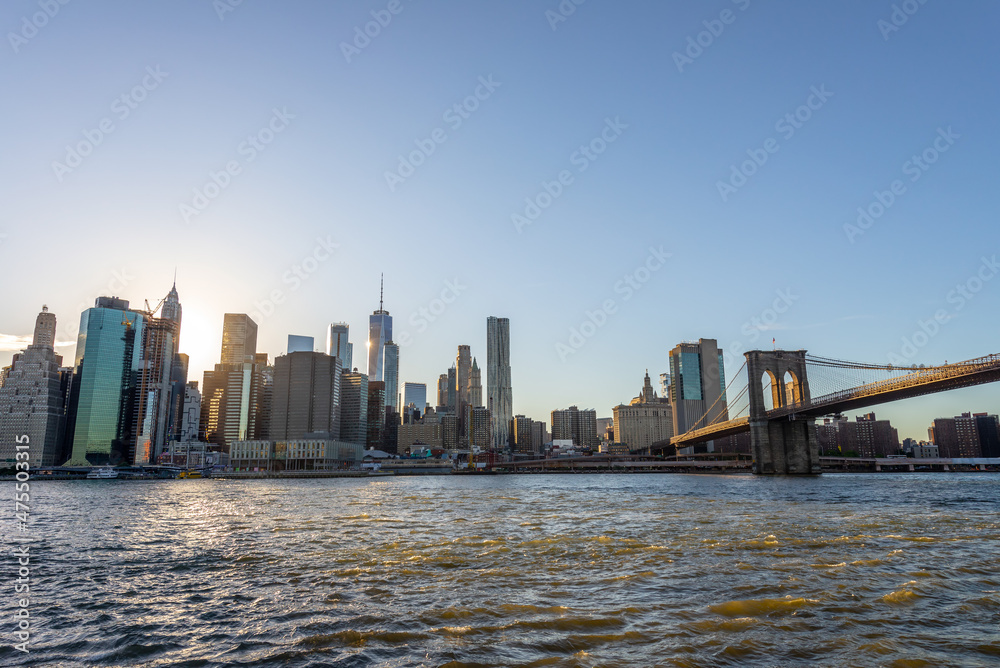 Sticker manhattan skyline and brooklyn bridge