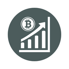 Growth, bitcoin, coin, cryptocurrency icon. Gray vector sketch.