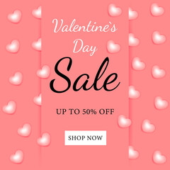 Valentine's Day Sale Romantic Background Realistic Pink Balloons Festive Banner Stylish Brochure Flyer Web Poster Postcard Promotion Cover Promotional Promotion