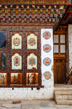 Facade of the Gangtey Goemba monastery in Phobjikha Valley, Central Bhutan, Asia