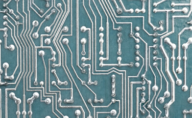 Chip close-up, modern electronic technology. The concept of robotics and nanotechnology.
