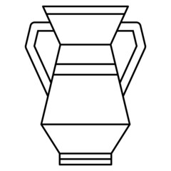 Fashionable ceramic vase for a modern interior. Pottery, urn. Vector icon, outline, isolated