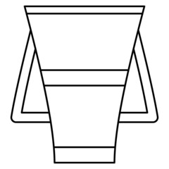 An unusual vase with triangular handles on the side. Ceramic urn, amphora made of clay. Vector icon, outline, isolated